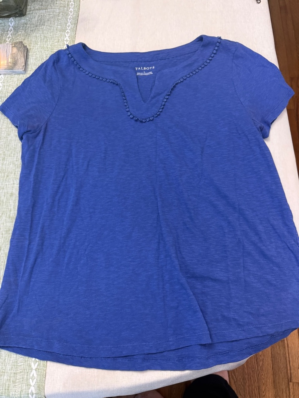 Talbots Royal Blue Short-Sleeve Split-Notch Tee